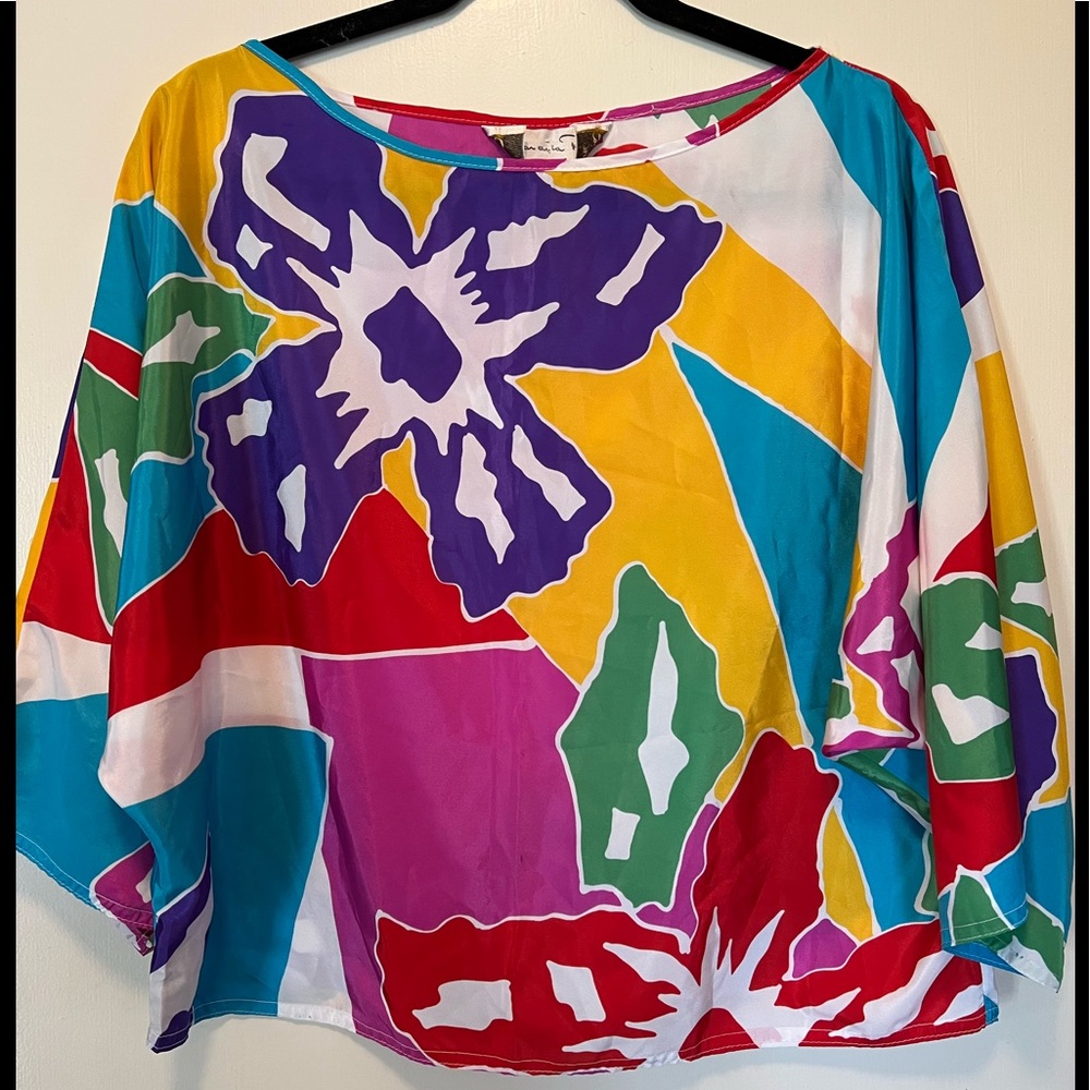 Vtg Oscar de la Renta for Swirl polyester floral top